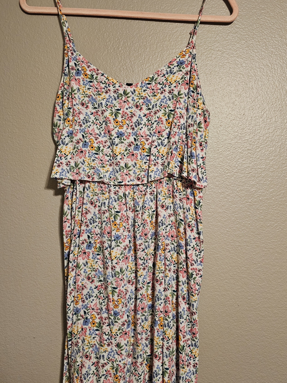 H&M Divided Floral Dress - White with Pink, Yellow & Blue Flowers